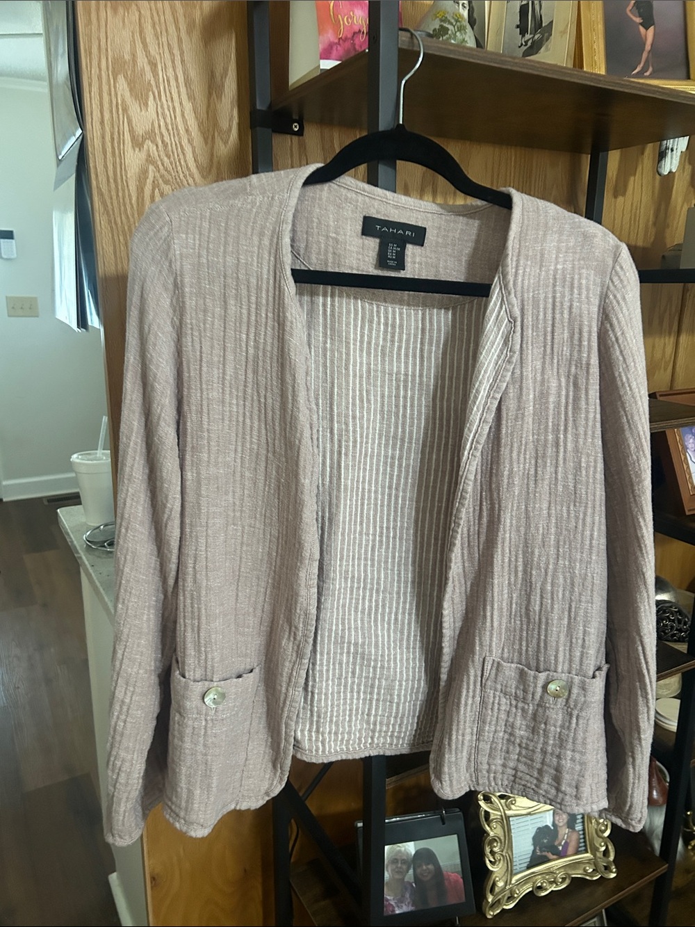 Tahari Open-Front Blazer in Dusty Mauve